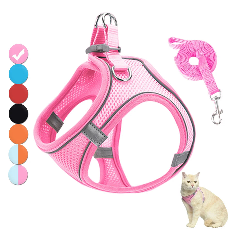 Reflective Adjustable Pet Harness & Leash Set